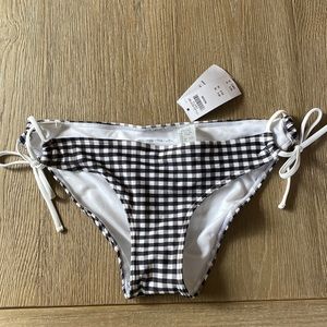 Side tie bikini gingham print bottom.